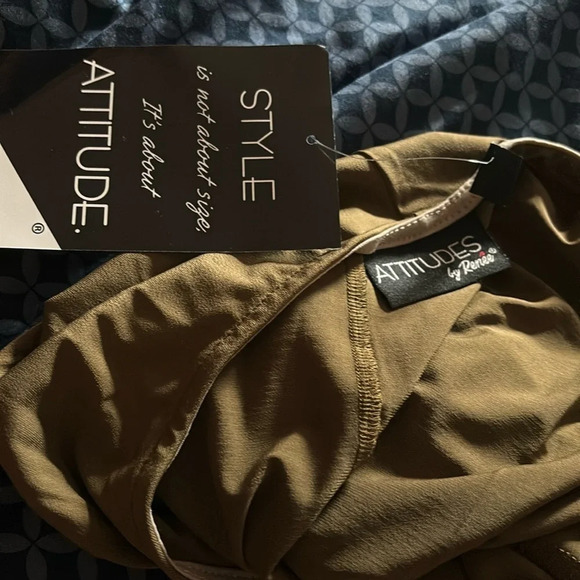 Attitudes by Renee Olive Lycra como jersey maxi Dress Sz L - Picture 4 of 12